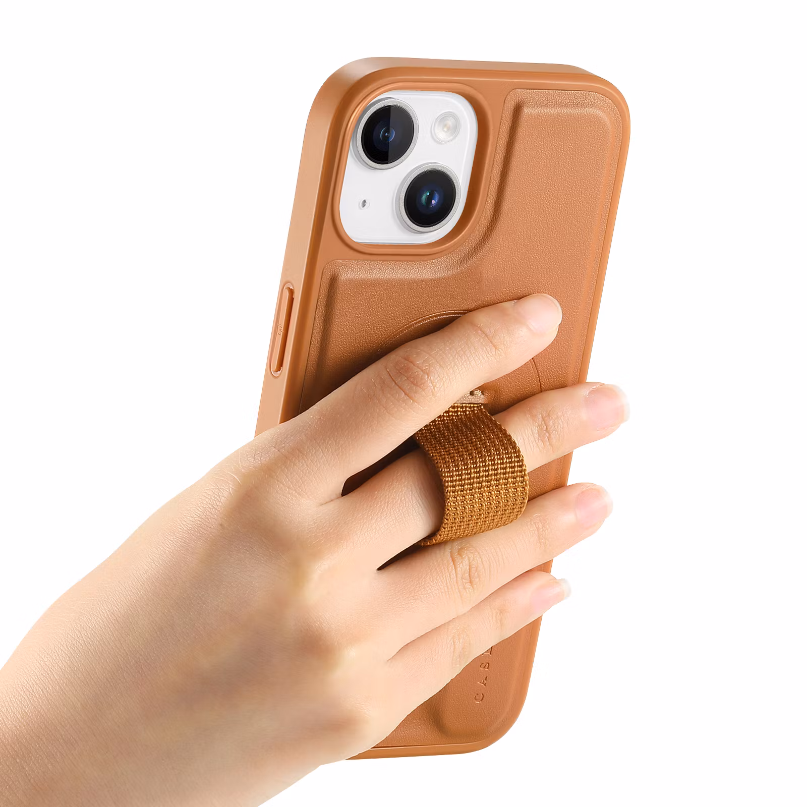 iPhone 15 Plånbok med MagSafe-skal & fingerband Brun