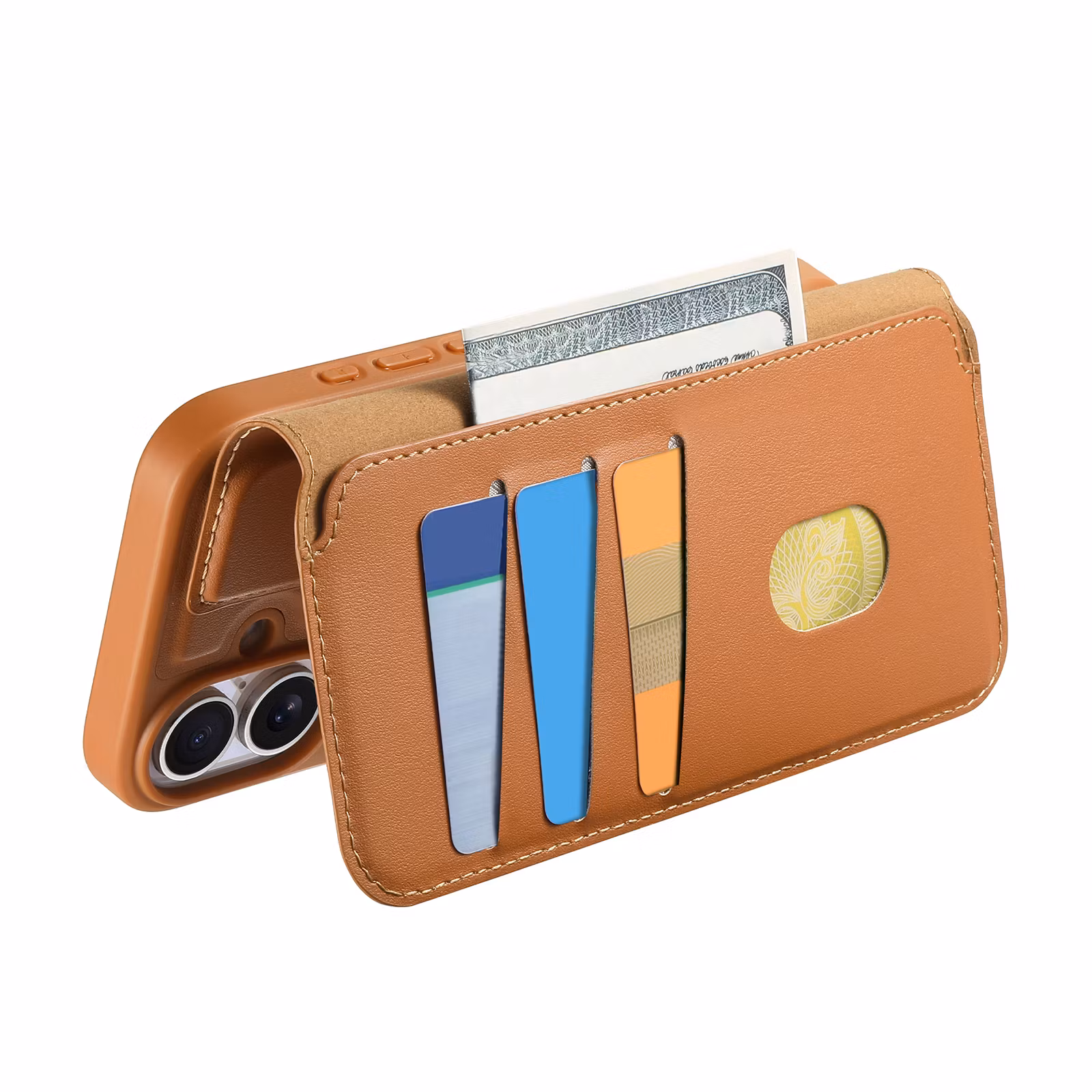 iPhone 15 Plånbok med MagSafe-skal & fingerband Brun