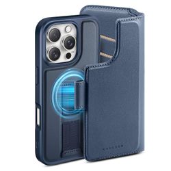 iPhone 15 Pro Plånbok med MagSafe-skal & fingerband Blå