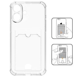 iPhone 17 Stöttåligt Skal med Kortfack-Transparent