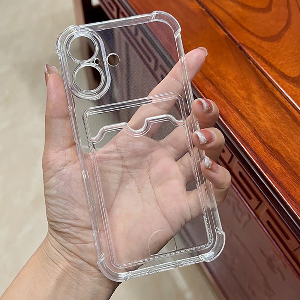 iPhone 17 Stöttåligt Skal med Kortfack-Transparent