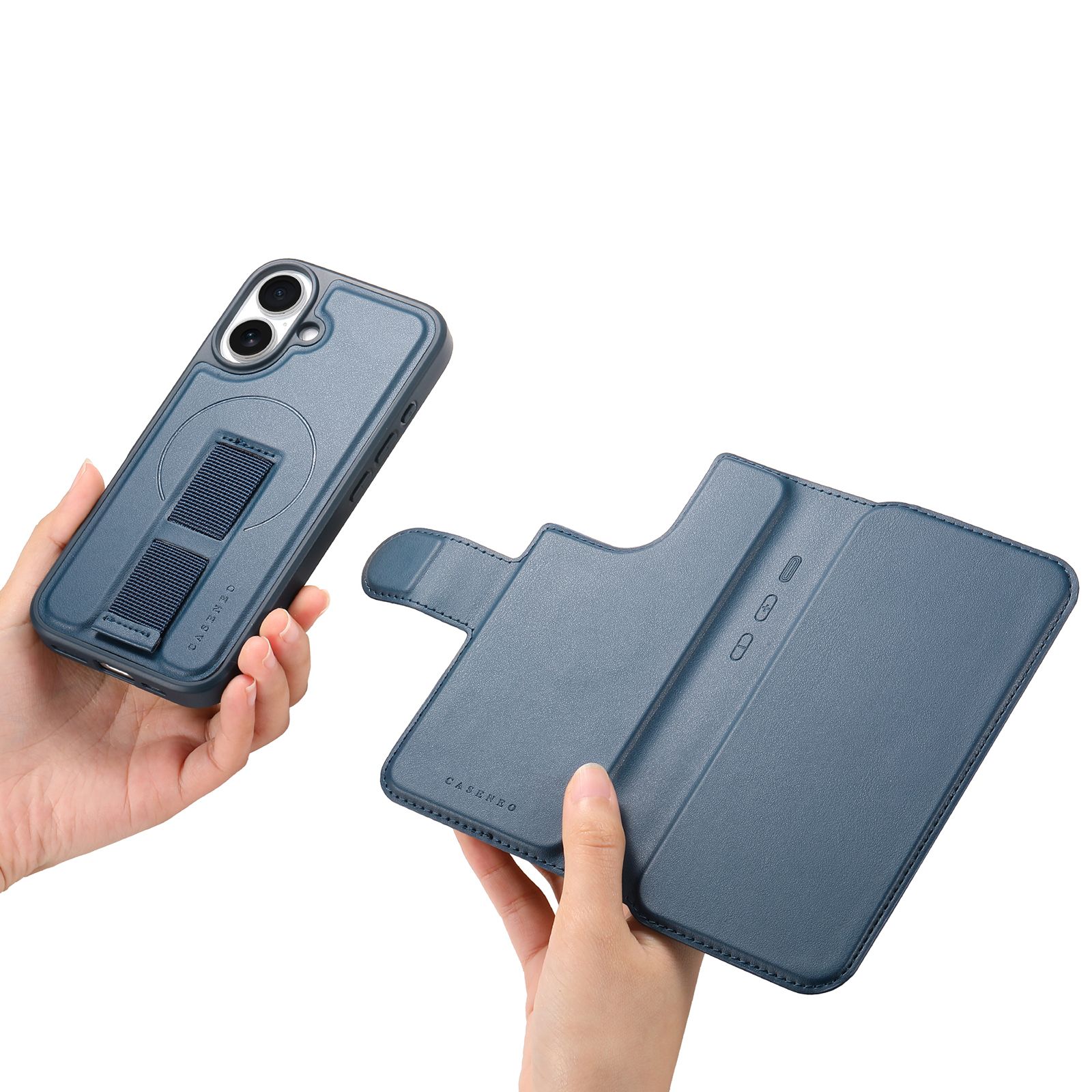 iPhone 17 Plånbok med MagSafe-skal & fingerband Blå