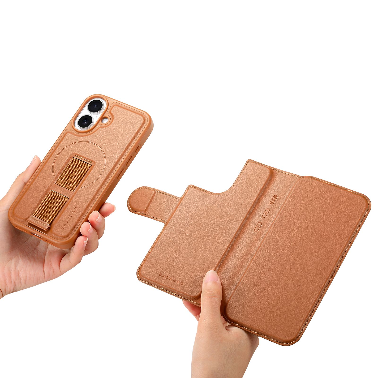 iPhone 17 Plånbok med MagSafe-skal & fingerband Brun