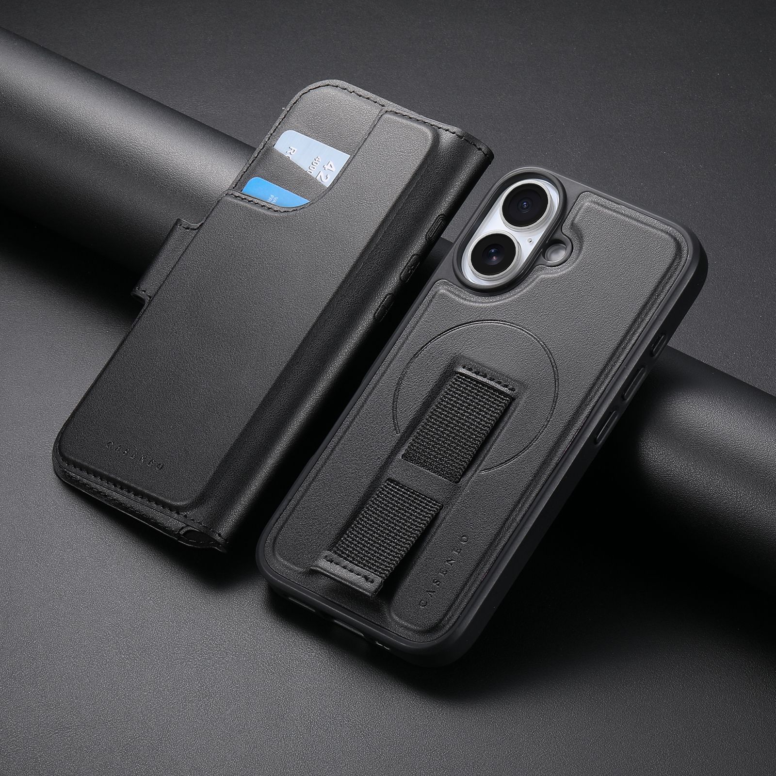 iPhone 17 Plånbok med MagSafe-skal & fingerband Svart