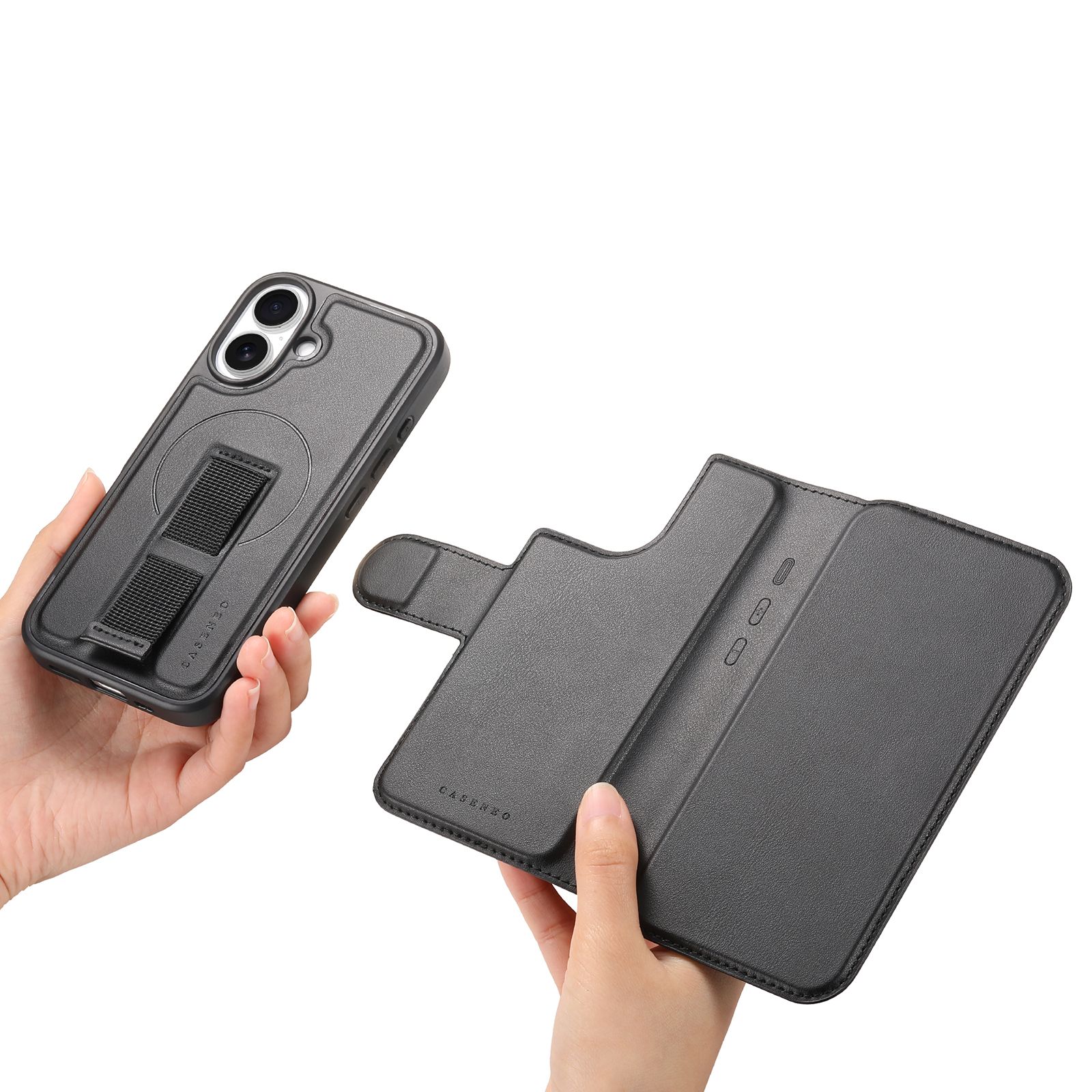 iPhone 17 Plånbok med MagSafe-skal & fingerband Svart