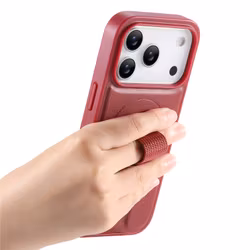 iPhone 17 Pro Max MagSafe-skal med fingerband Röd