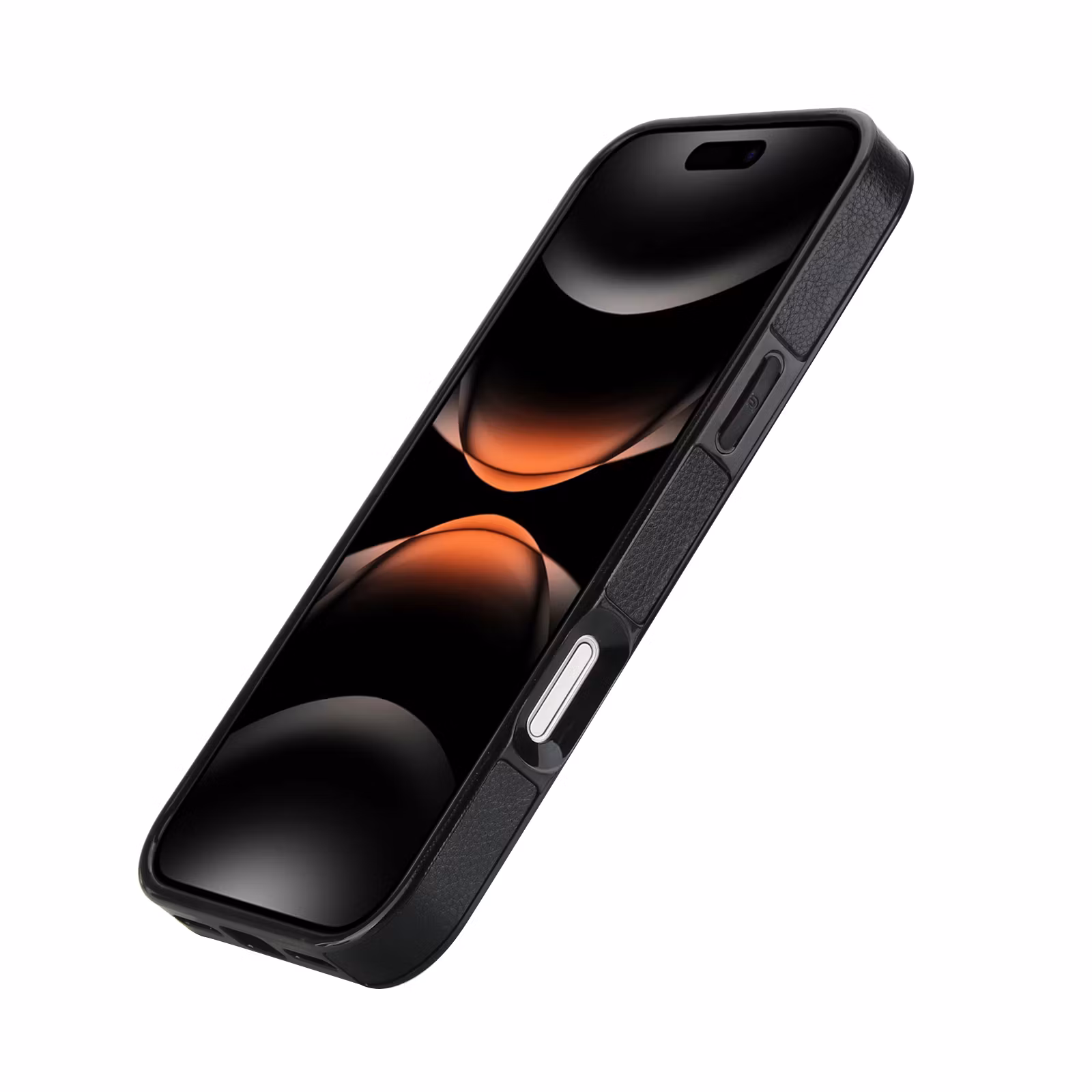 Phone 17 Pro Max-skal i svart läderlook med två kortfack.