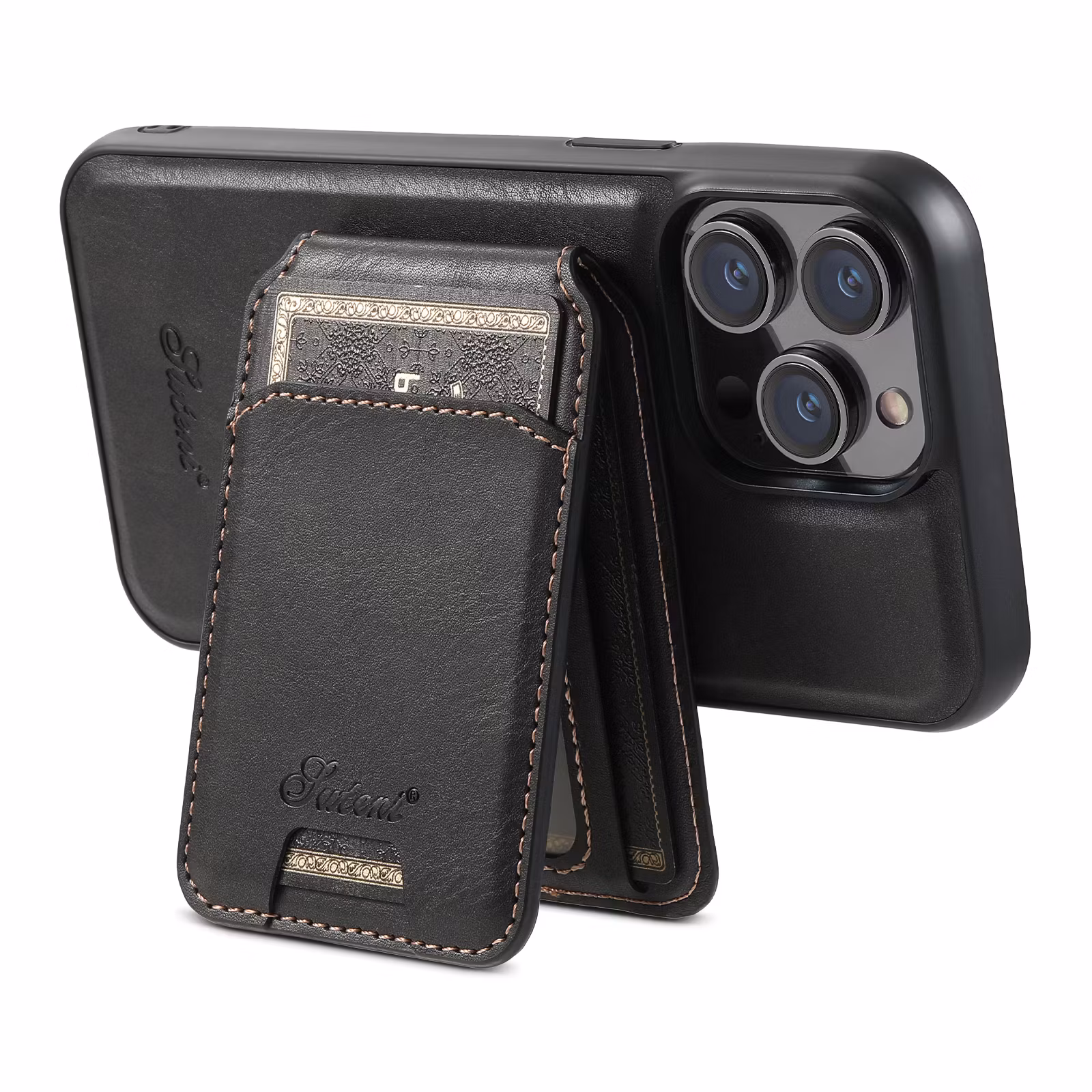 iPhone 16 Pro Max 2in1 Magnet-skal med Korthållare-Svart