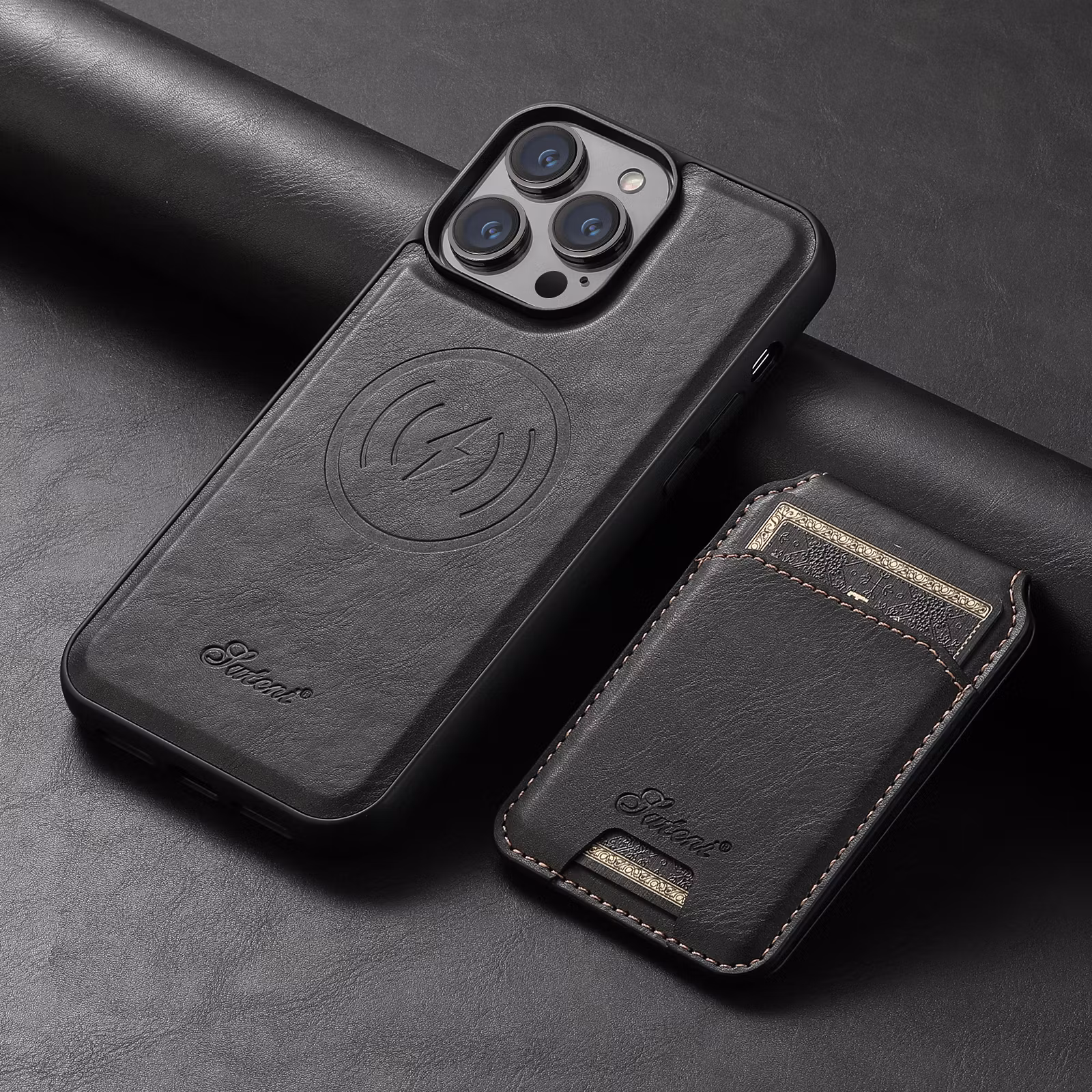 iPhone 16 Pro Max 2in1 Magnet-skal med Korthållare-Svart