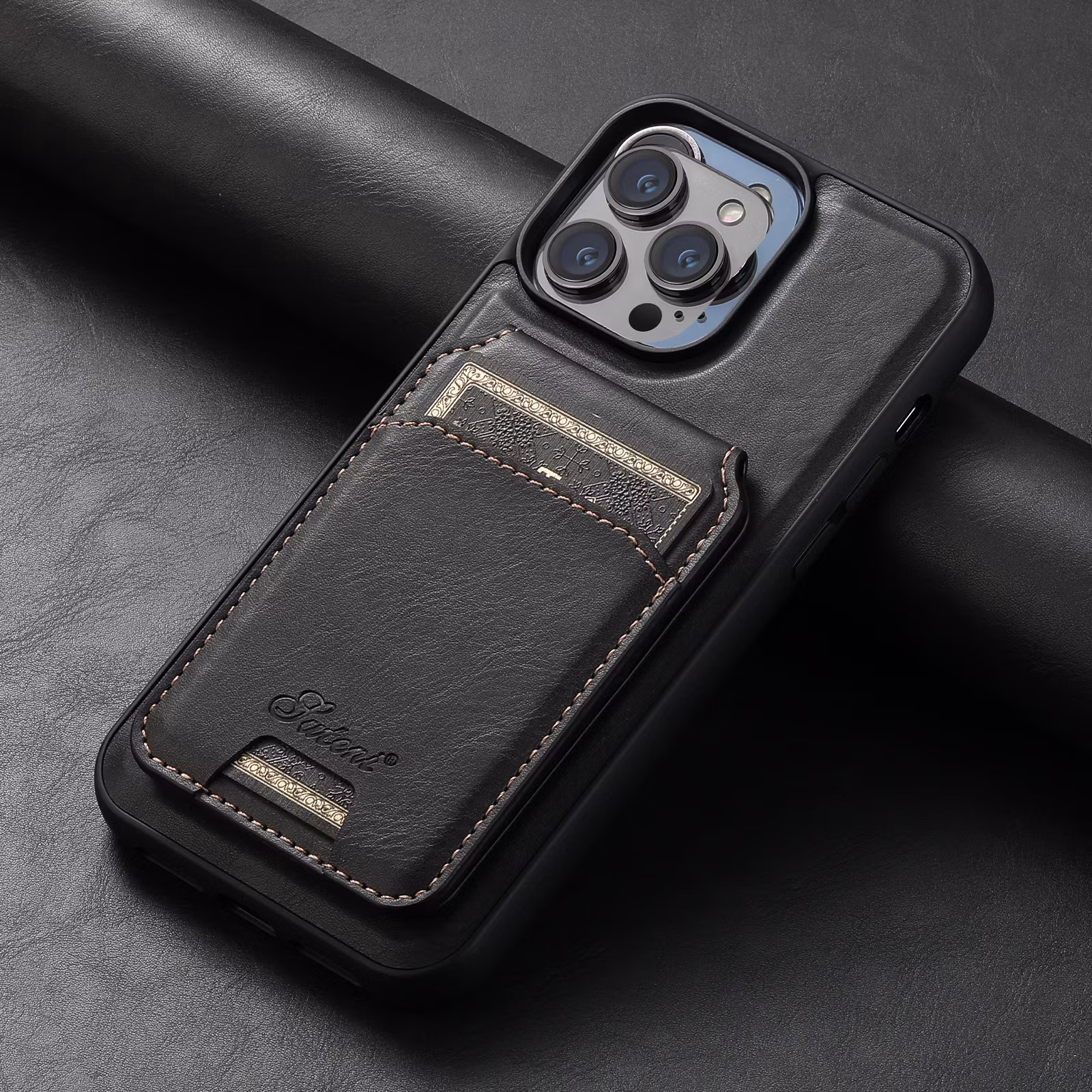 iPhone 16 Pro Max 2in1 Magnet-skal med Korthållare-Svart