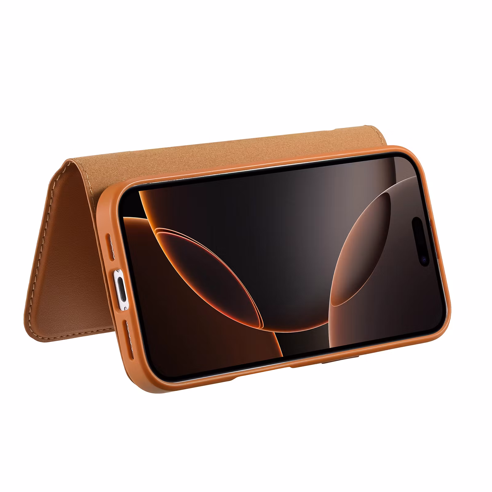 iPhone 13 Pro Plånbok med MagSafe-skal & fingerband Brun