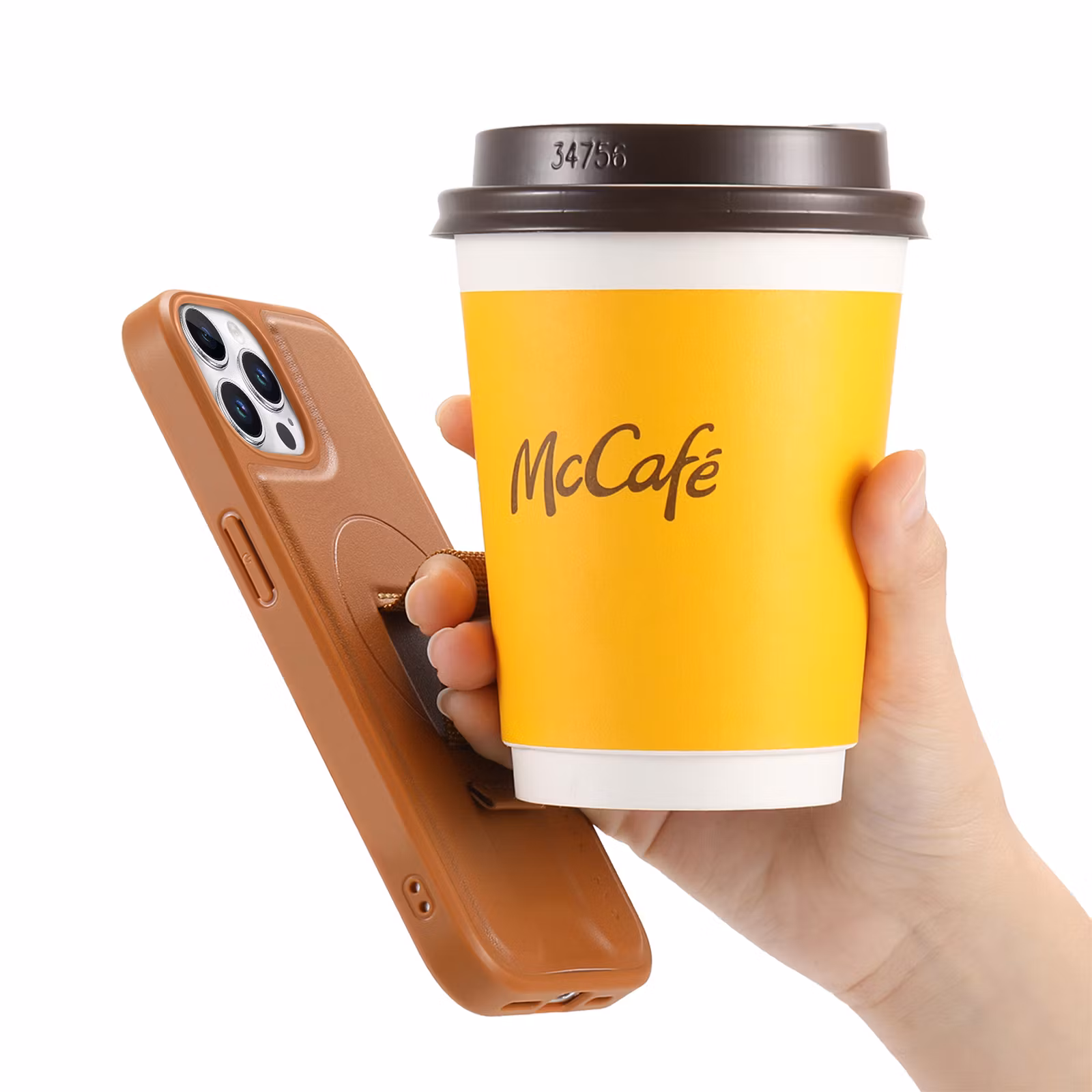 iPhone 13 Pro Plånbok med MagSafe-skal & fingerband Brun