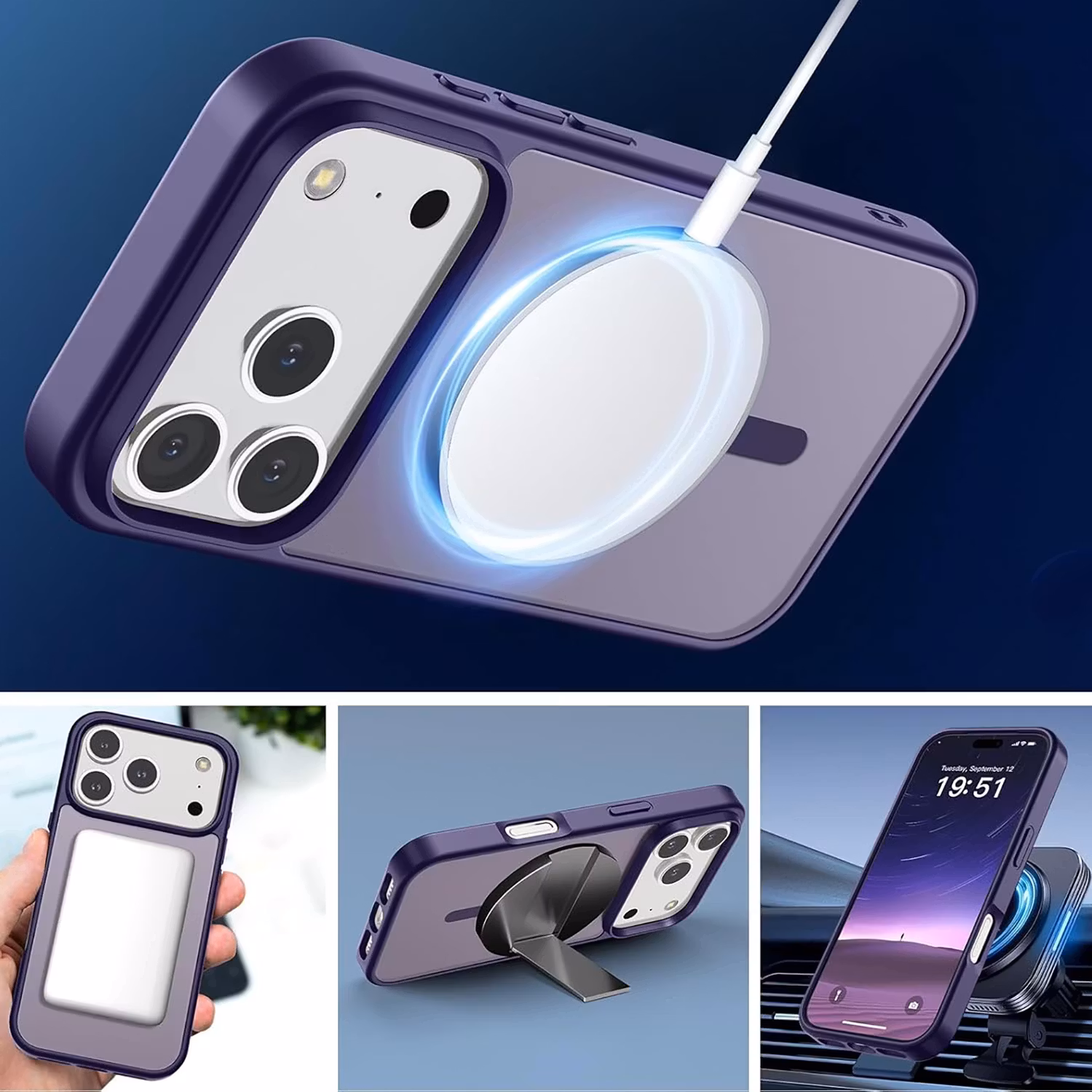 iPhone 17 Pro Max MagSafe Silikonskal–Lila