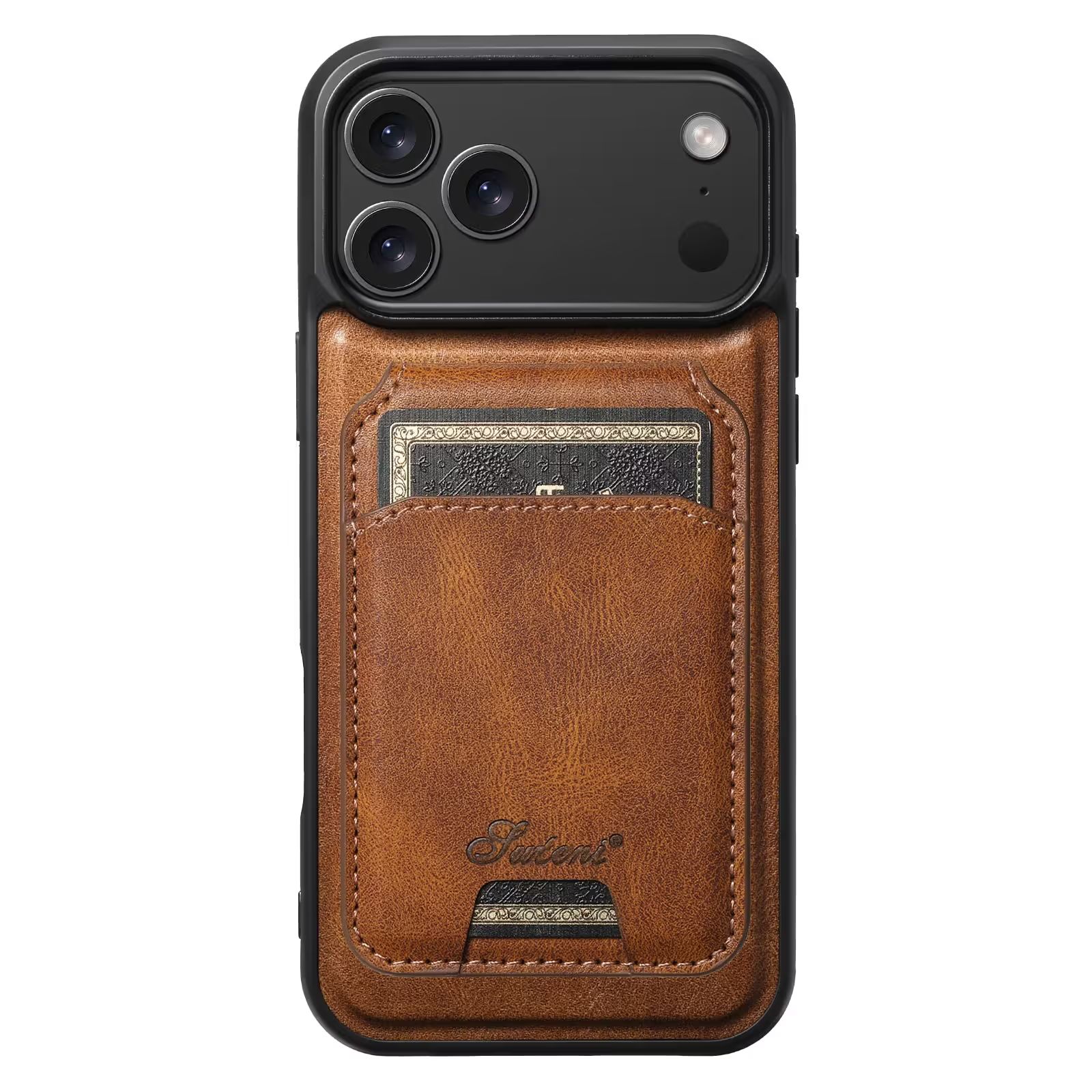 iPhone 18 Pro 2in1 Magnet-skal med Korthållare-Mörkbrun