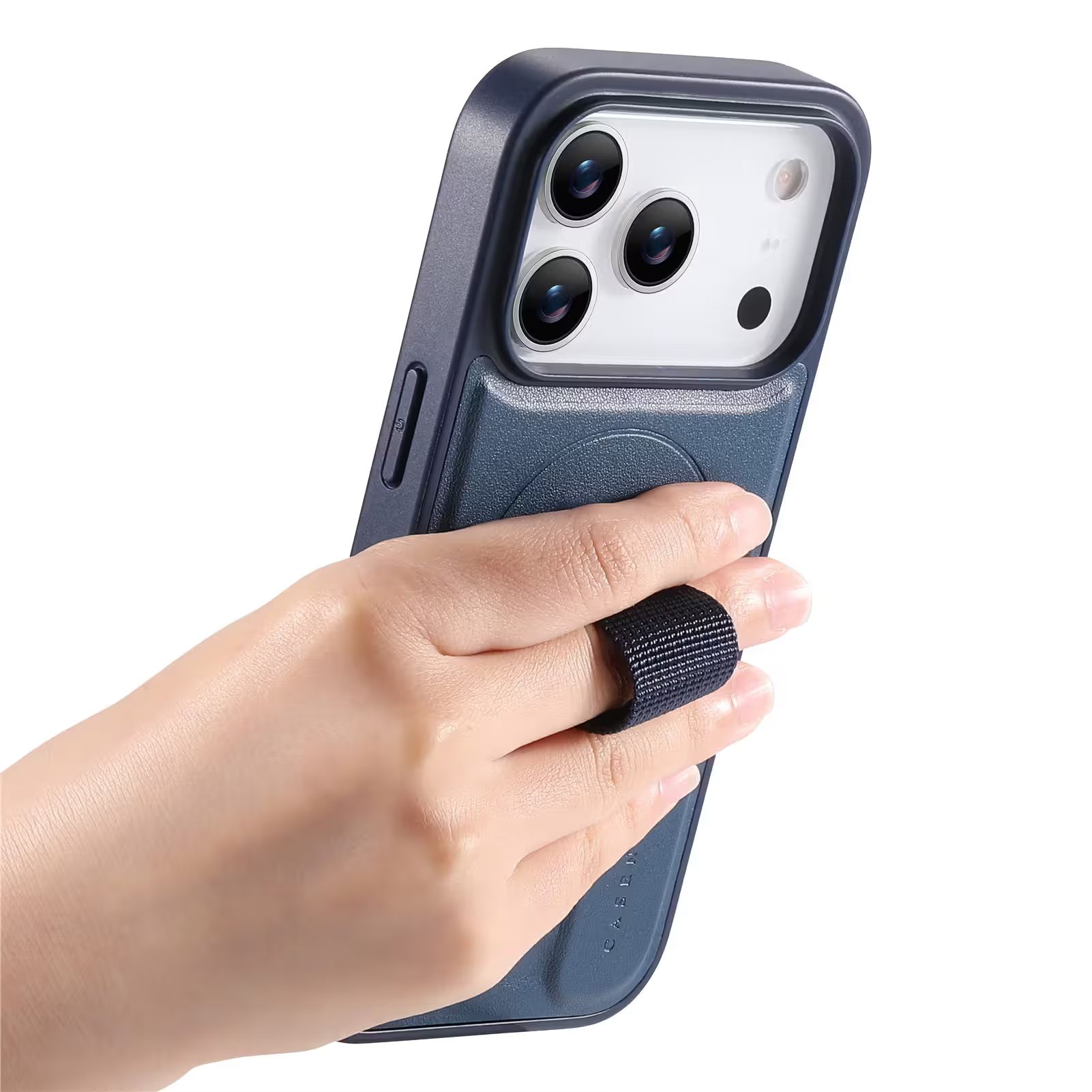iPhone 18 Pro Max MagSafe-skal med fingerband Blå