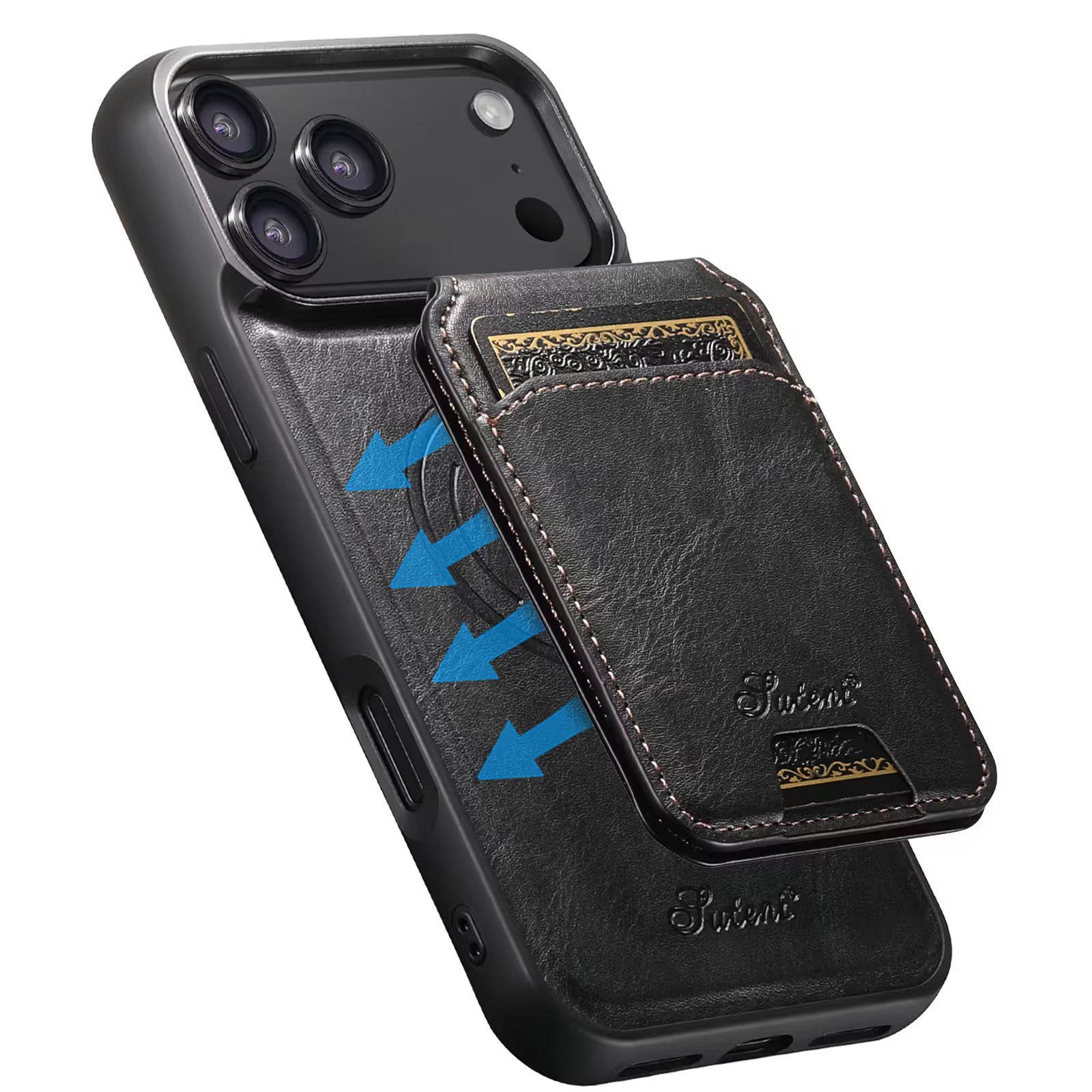iPhone 18 Pro 2in1 Magnet-skal med Korthållare-Svart