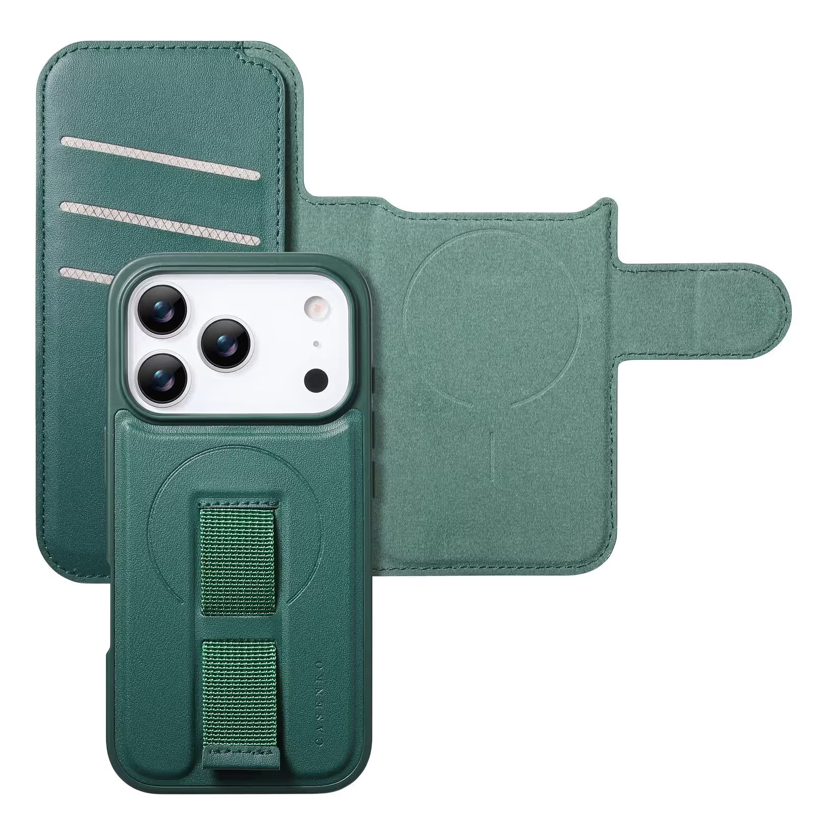 iPhone 18 Pro Plånbok med MagSafe-skal & fingerband Grön