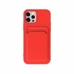 iPhone 13 Pro Max Soft Silicone Shockproof Cover with Wallet Card Slot Red