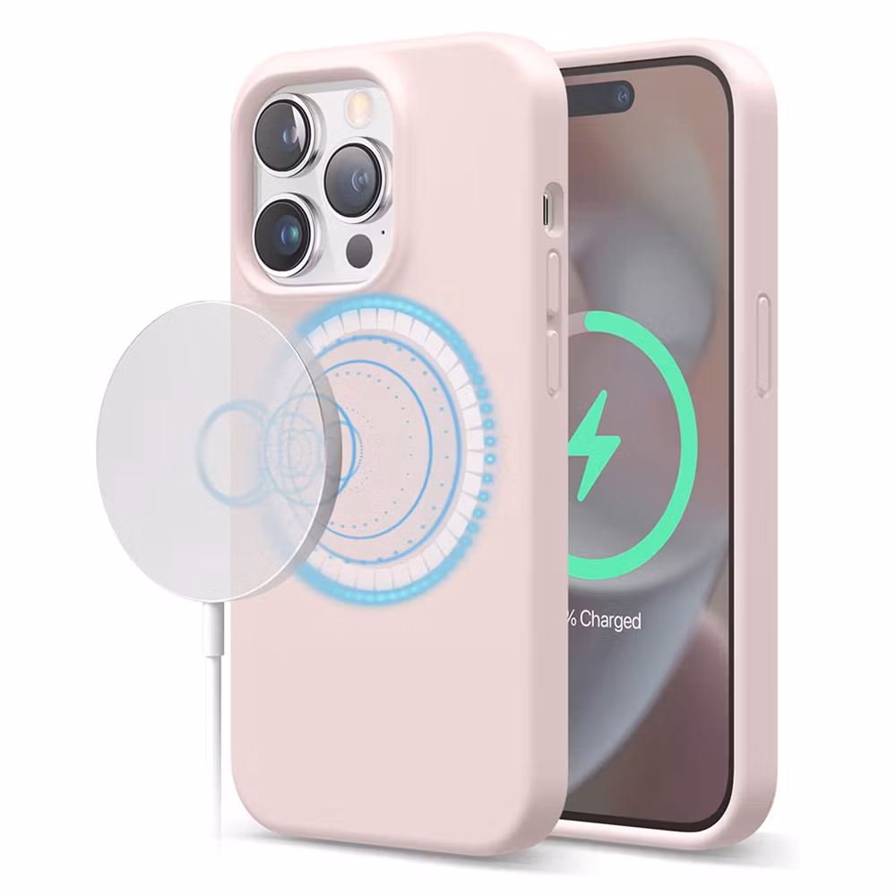 iPhone 14 Pro Silikonskal med MagSafe - kritrosa