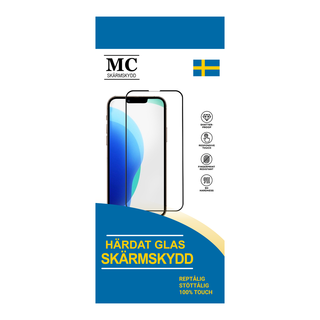 iPhone 14 Pro Max MC Heltäckande Skärmskydd härdat glas med förpackning