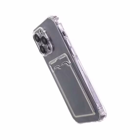 iPhone 14 Pro Stöttåligt Skal med Kortfack - Transparent