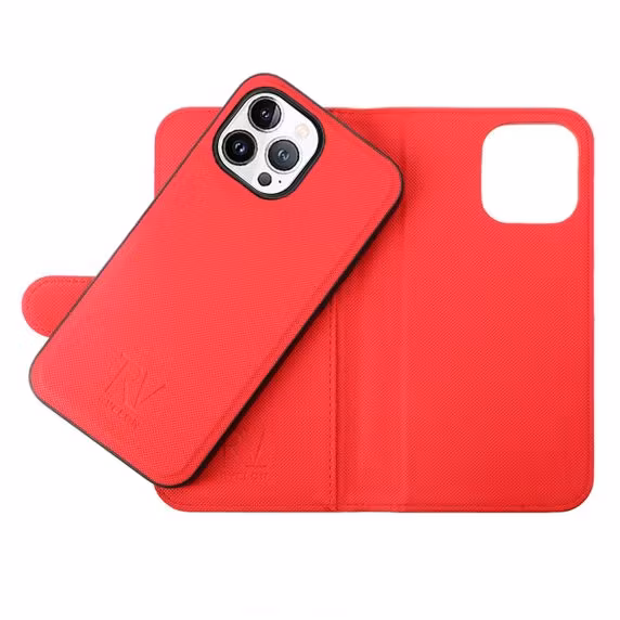 iPhone 14 Pro Plånboksfodral Magnet Rvelon - Röd