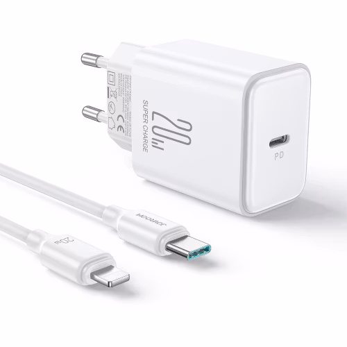 20W PD adapter + 1M USB-C cabel för iPhone laddning