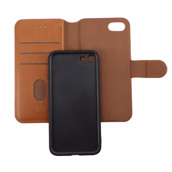 iPhone 7-8-SE2020-SE2022 plånboksfodral magnet guldbrun