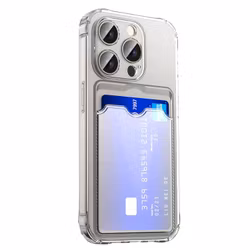 iPhone 15 Pro Max Stöttåligt Skal med Kortfack-Transparent