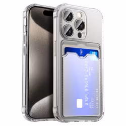 iPhone 15 Pro Max Stöttåligt Skal med Kortfack-Transparent