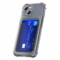 iPhone 15 Stöttåligt Skal med Kortfack-Transparent Grå