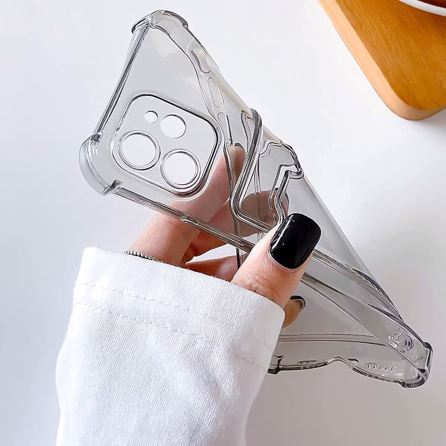 iPhone 15 Stöttåligt Skal med Kortfack-Transparent Grå