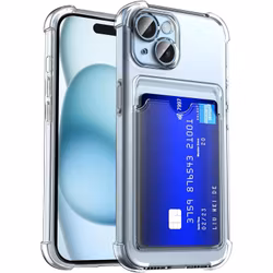 iPhone 14 Stöttåligt Skal med Kortfack - Transparent