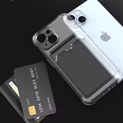 iPhone 14 Stöttåligt Skal med Kortfack - Transparent