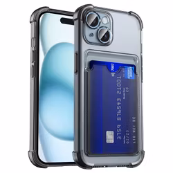 iPhone 14 Stöttåligt Skal med Kortfack - grå