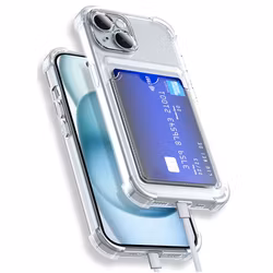 iPhone 15 Stöttåligt Skal med Kortfack-Transparent