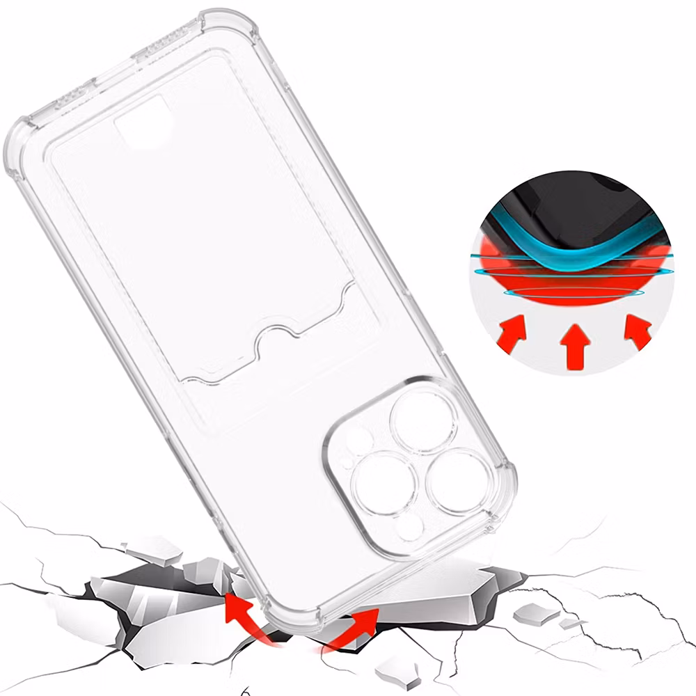 iPhone 16 Pro Max Stöttåligt Skal med Kortfack-Transparent