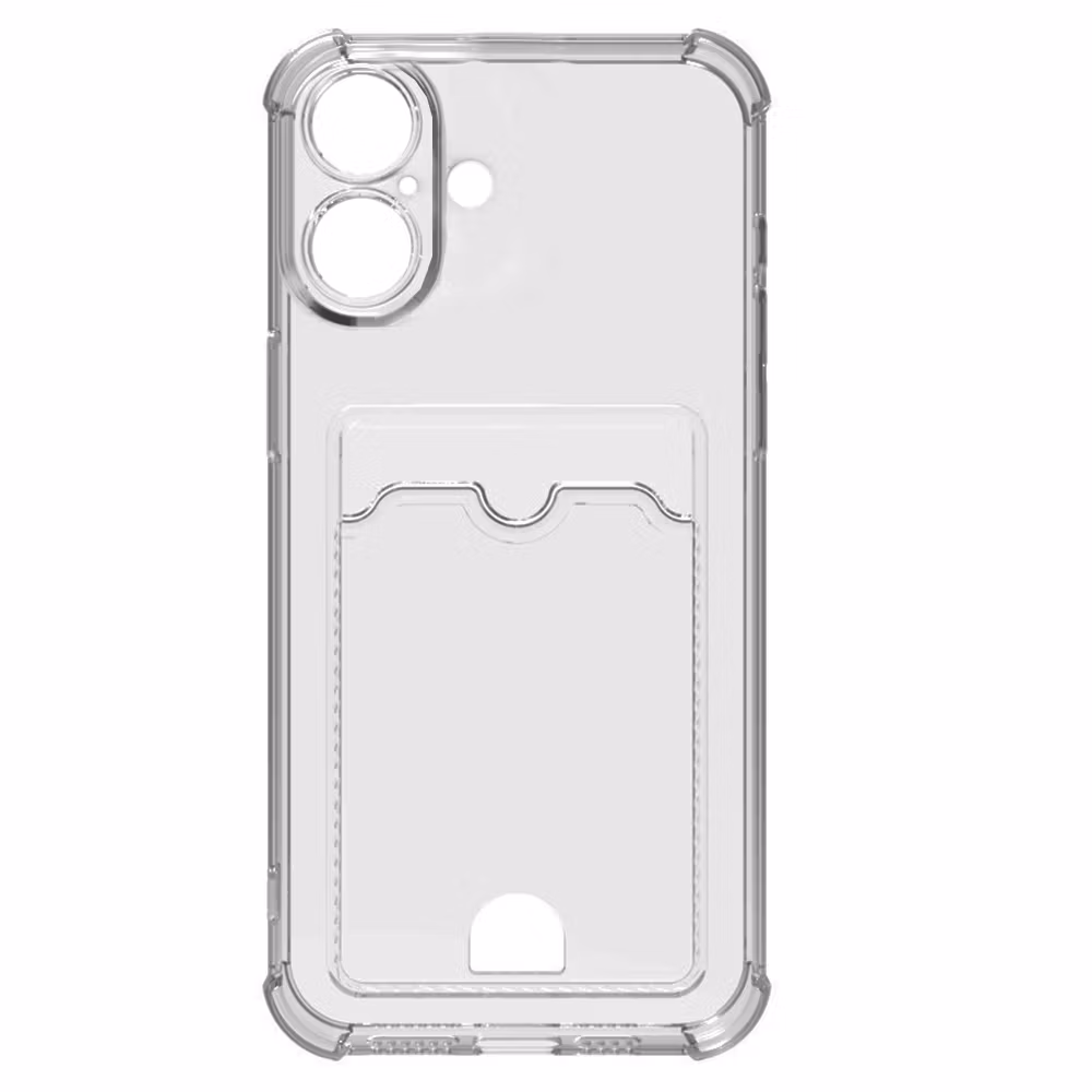 iPhone 16 Stöttåligt Skal med Kortfack-Transparent grå