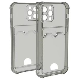 iPhone 16 Pro Stöttåligt Skal med Kortfack-Transparent grå
