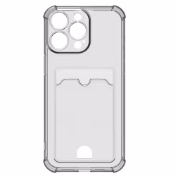 iPhone 16 Pro Stöttåligt Skal med Kortfack-Transparent grå