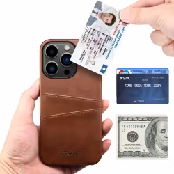 iPhone 16 Pro Skal med Kortfack-Brun