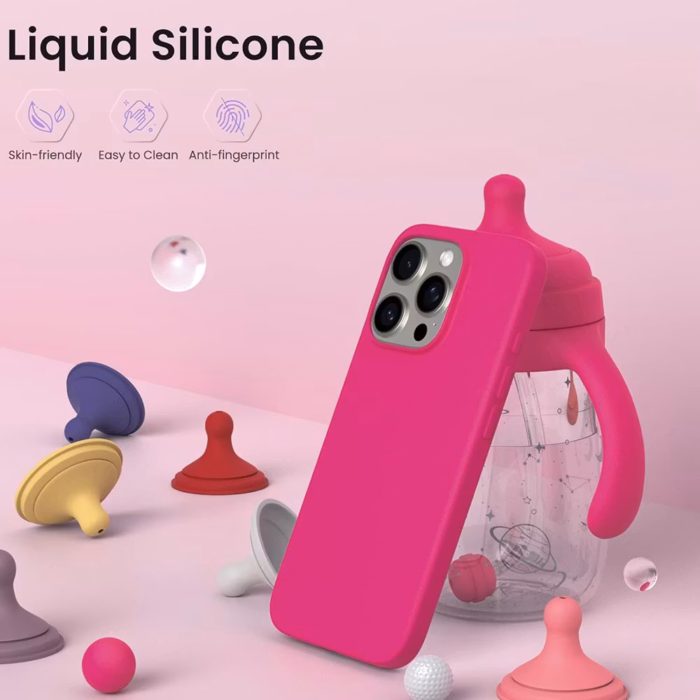 iPhone 16 Pro MC Silikonskal Cerise färg