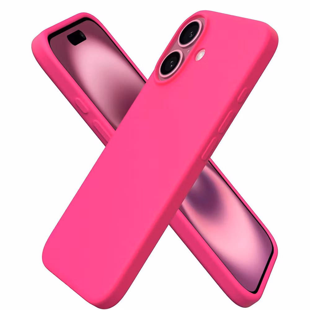 iPhone 16 MC Silikonskal Cerise färg