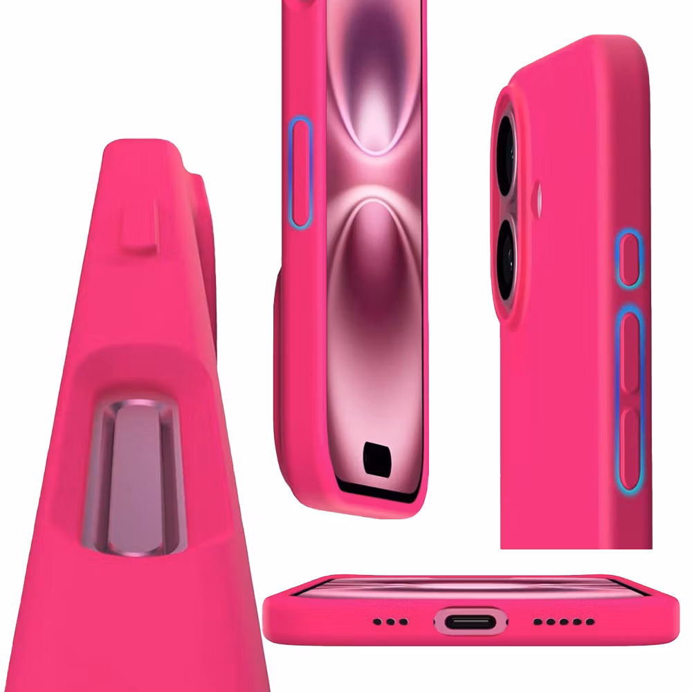 iPhone 16 MC Silikonskal Cerise färg
