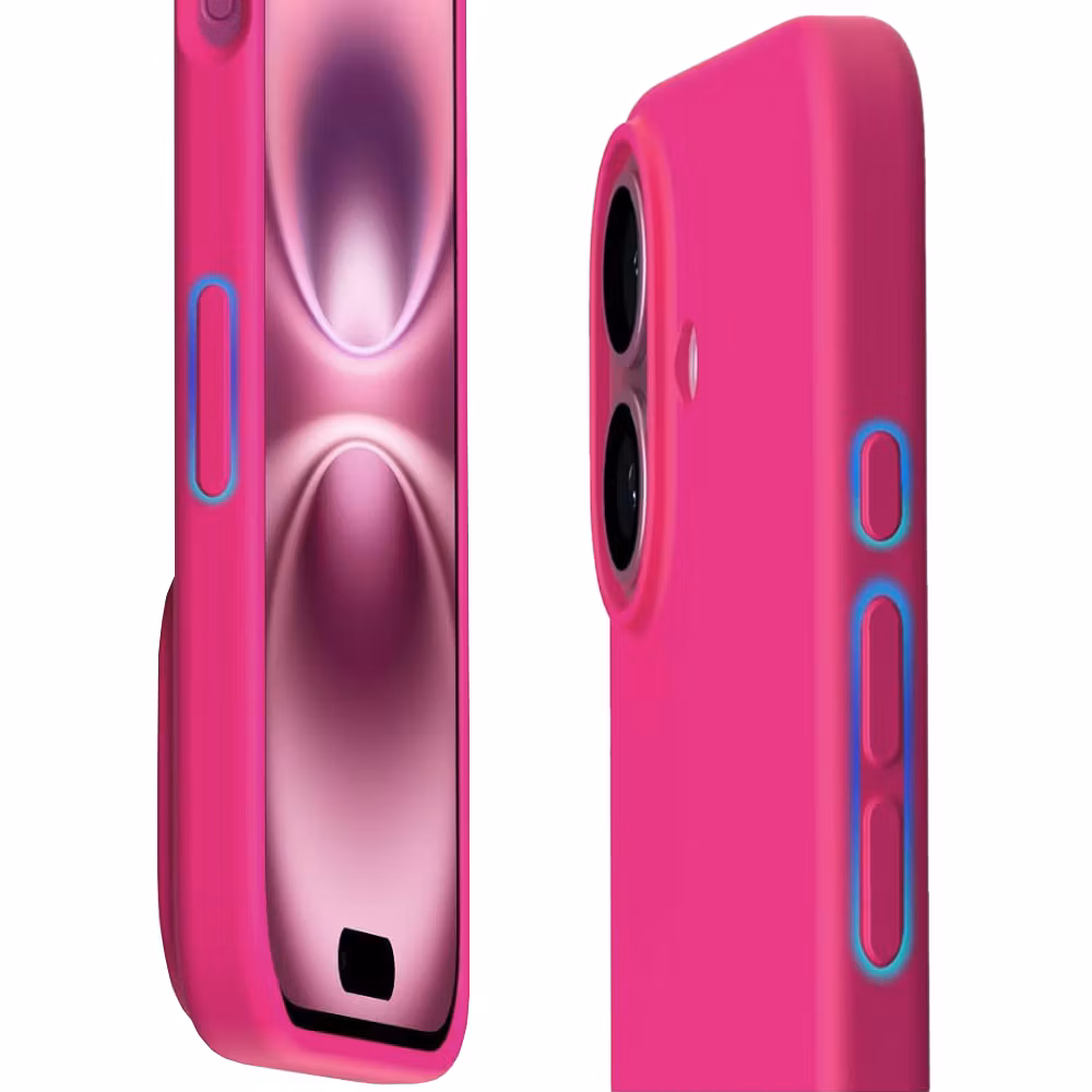 iPhone 16 MC Silikonskal Cerise färg