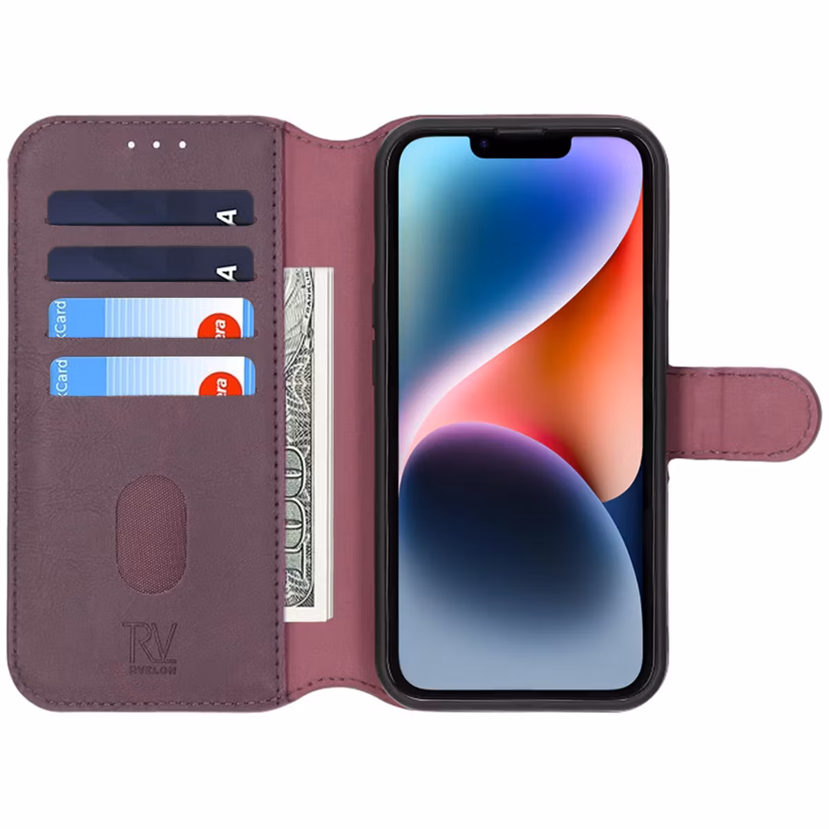 iPhone 14 Wallet Case Magnet Dark Cherry