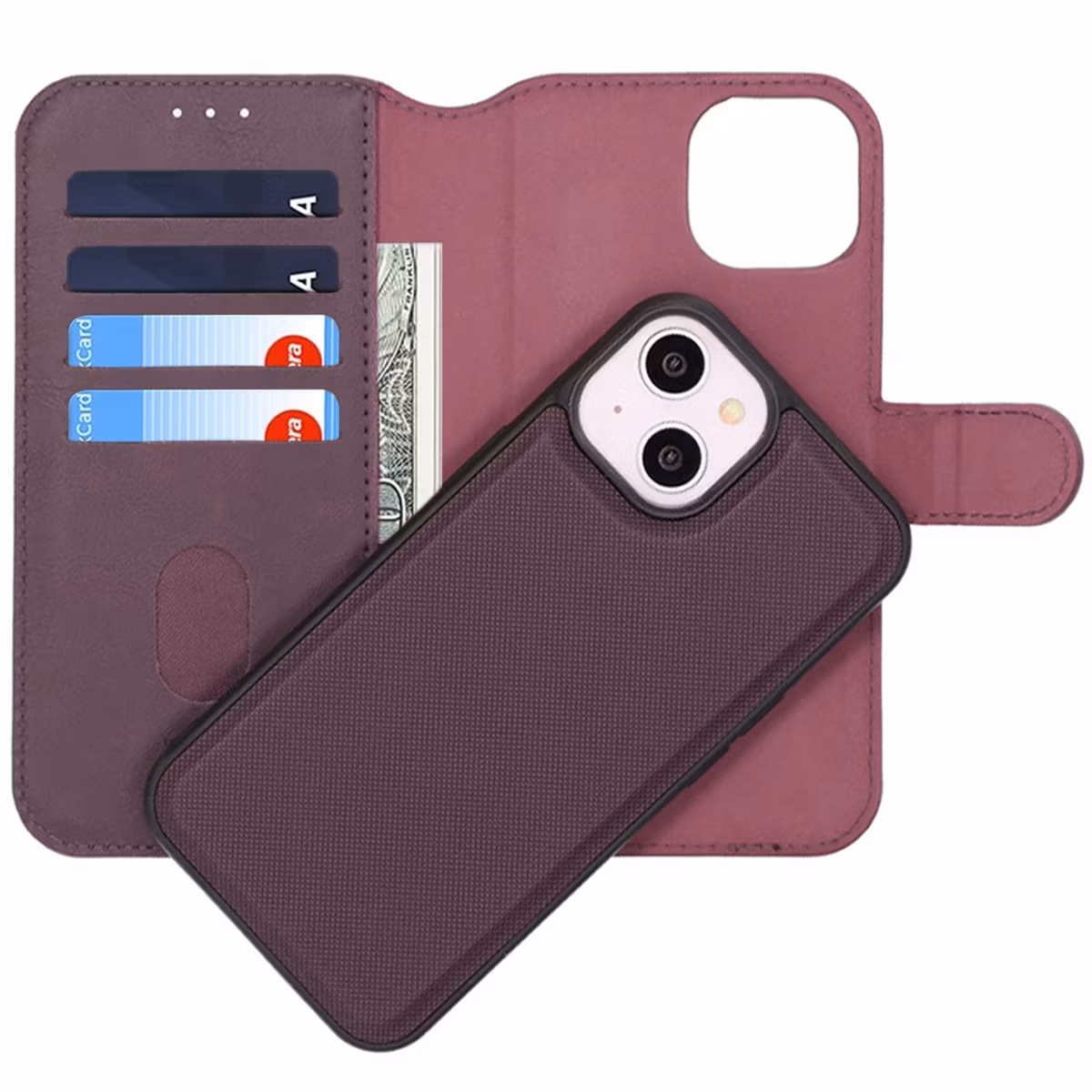 iPhone 14 Wallet Case Magnet Dark Cherry