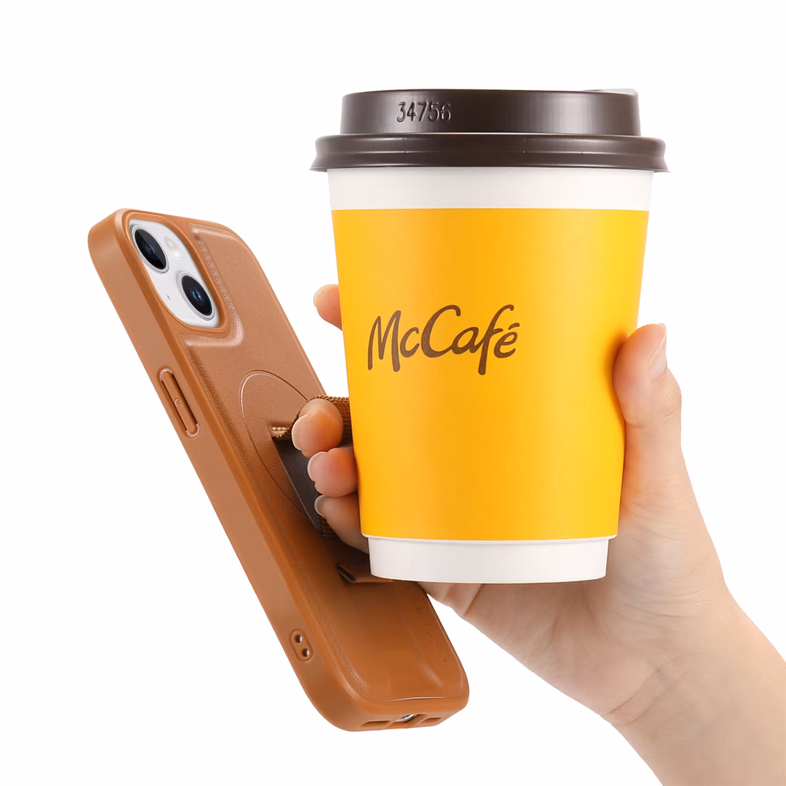 iPhone 13 Plånbok med MagSafe-skal & fingerband Brun