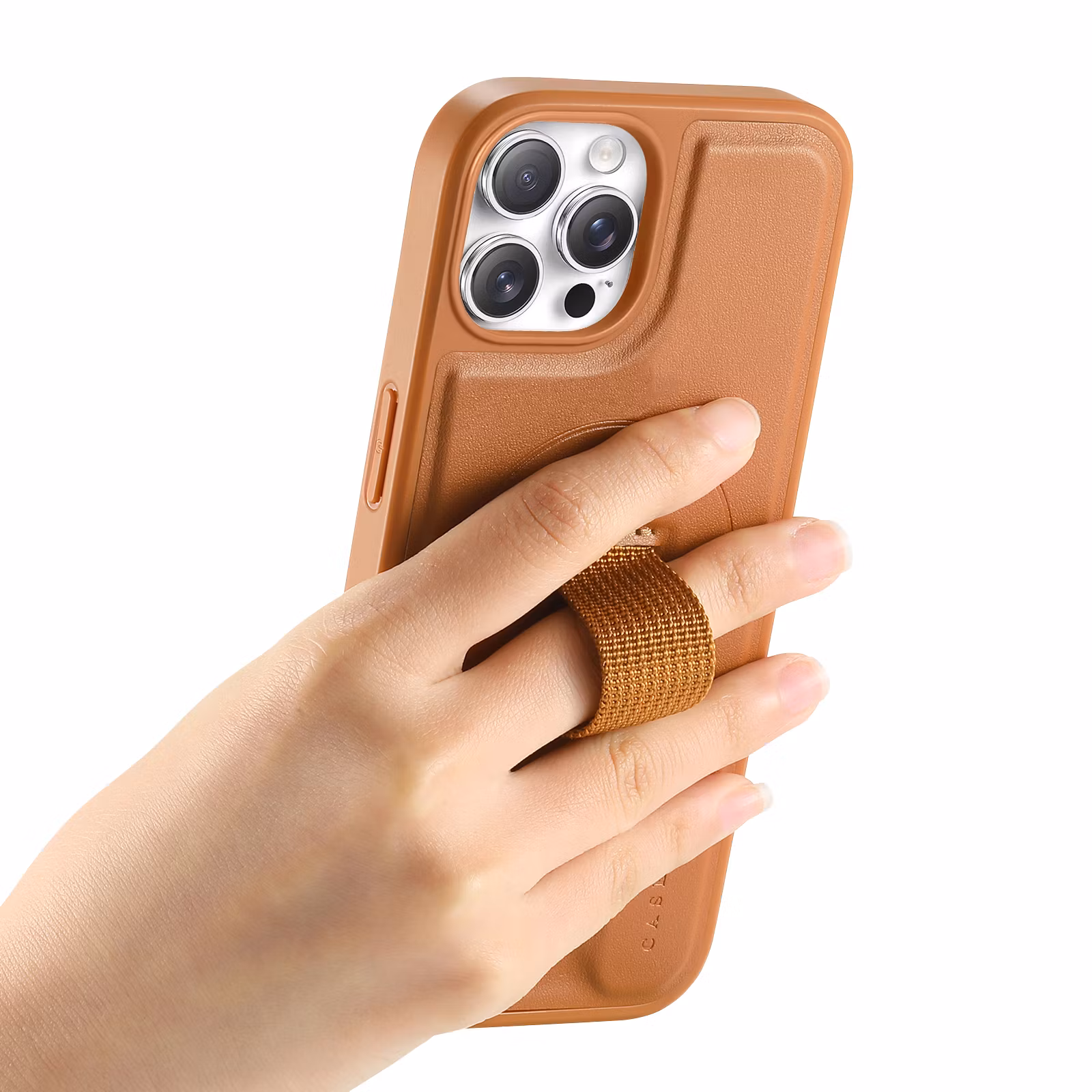 iPhone 12-12 Pro Plånbok med MagSafe-skal & fingerband Brun