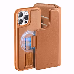 iPhone 12-12 Pro Plånbok med MagSafe-skal & fingerband Brun